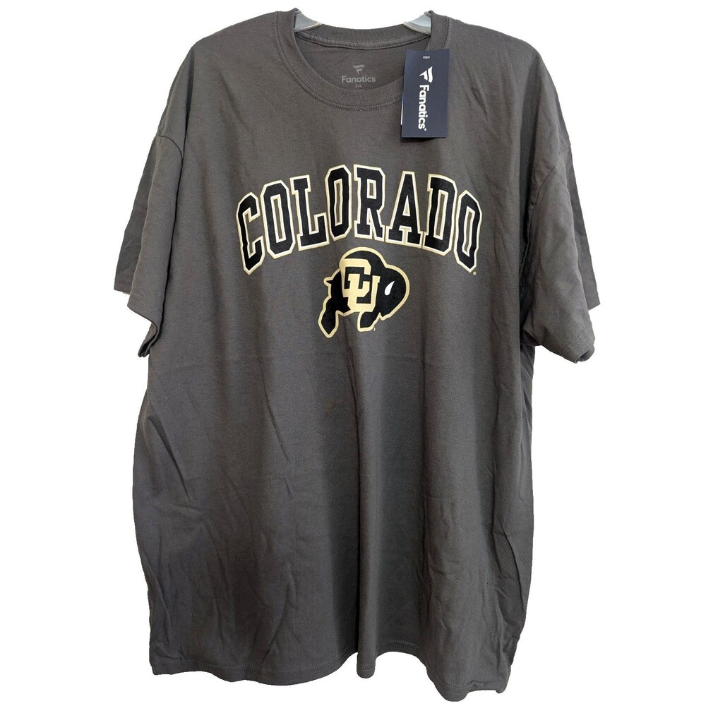 Colorado Buffaloes Fanatics T-Shirt Men's 2XL Gray Arch Logo NWT
